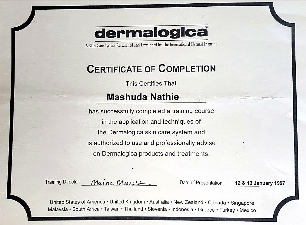 Dermalogica Certificate of Completion, 1997
