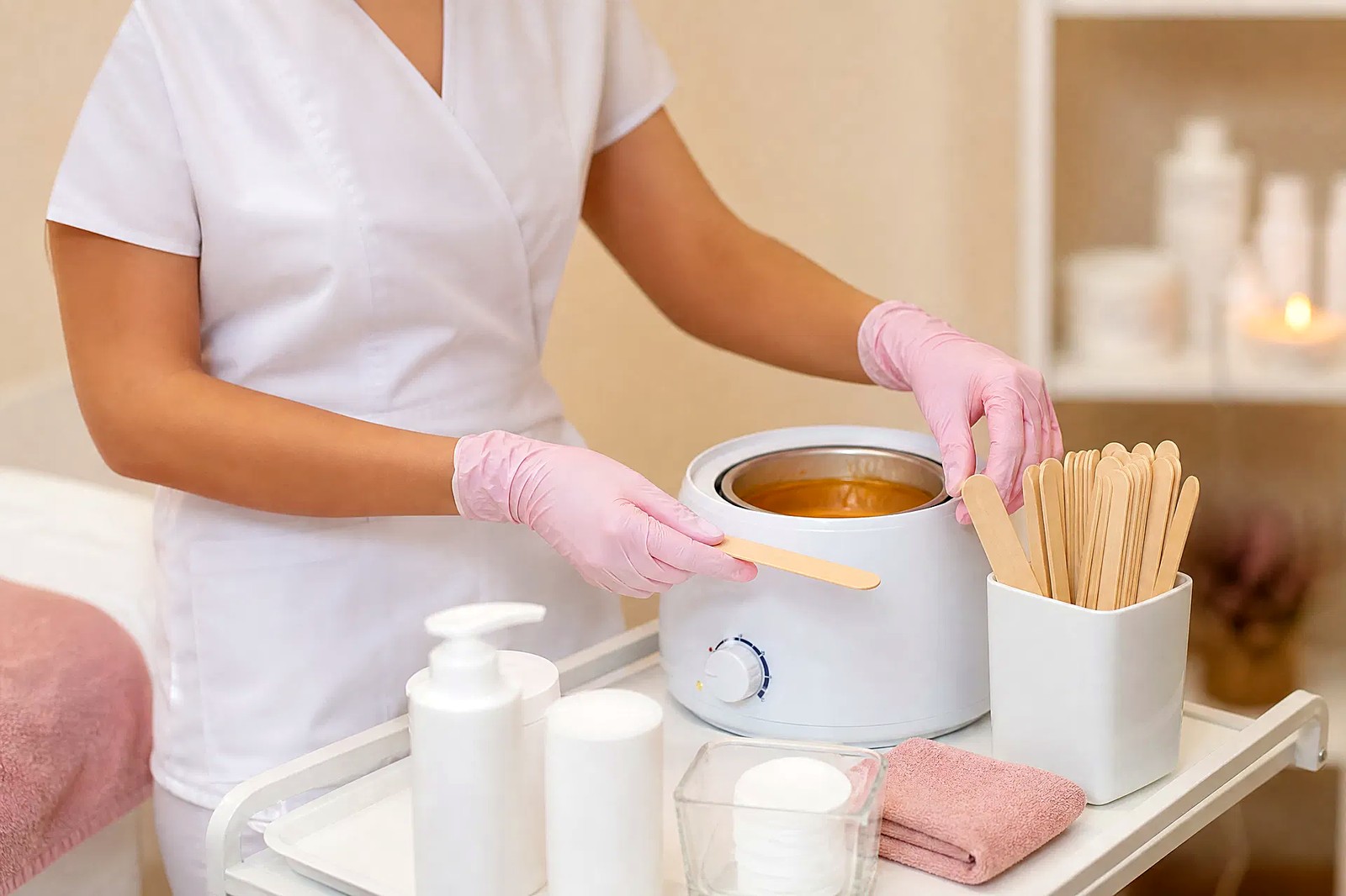 Waxing treatment preparation at Love Thy Skin